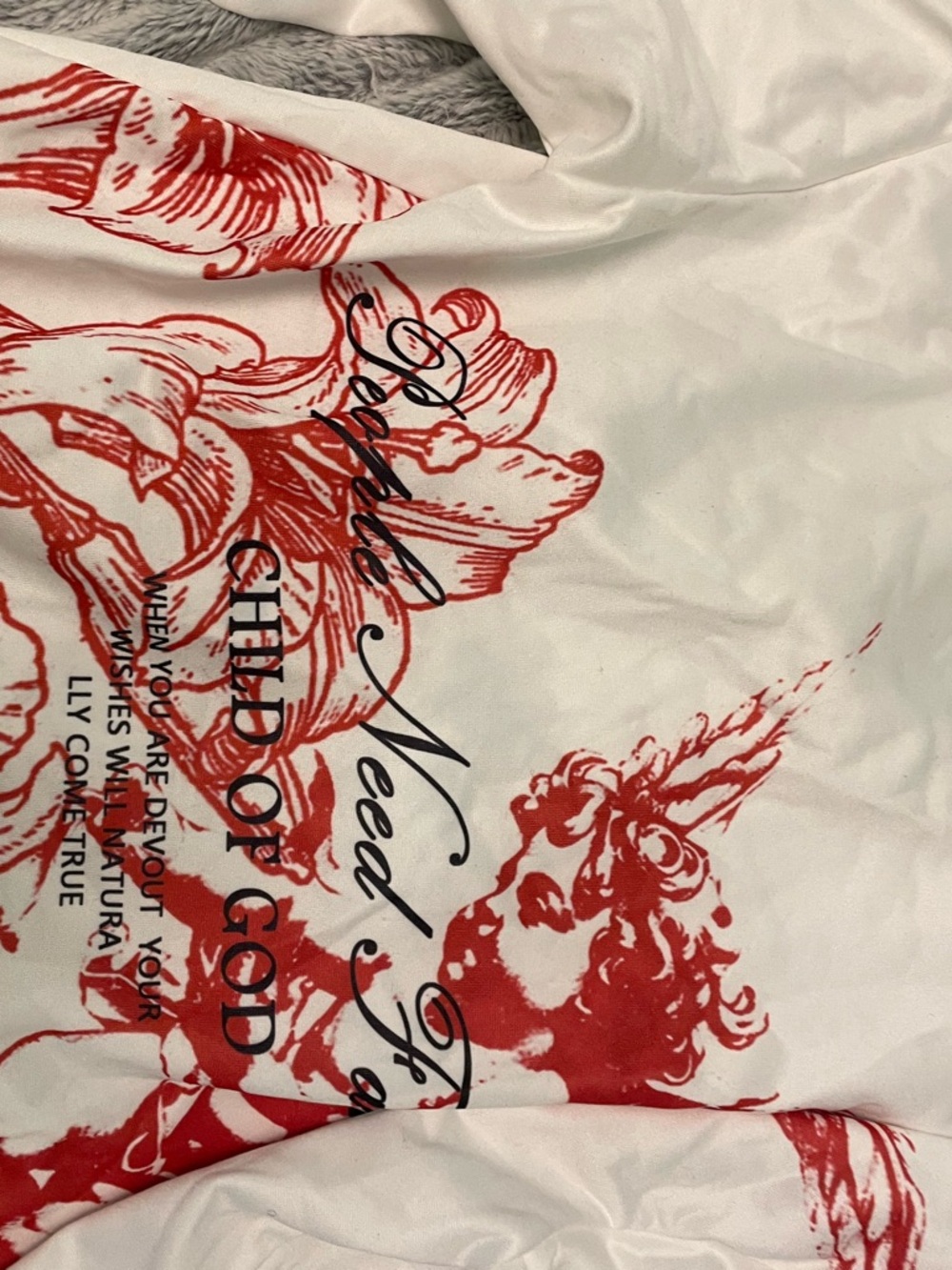 Red and White Graphic Hoodie Sweatshirt